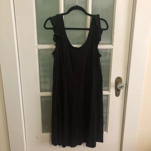 Ruffle Shoulder Black Dress